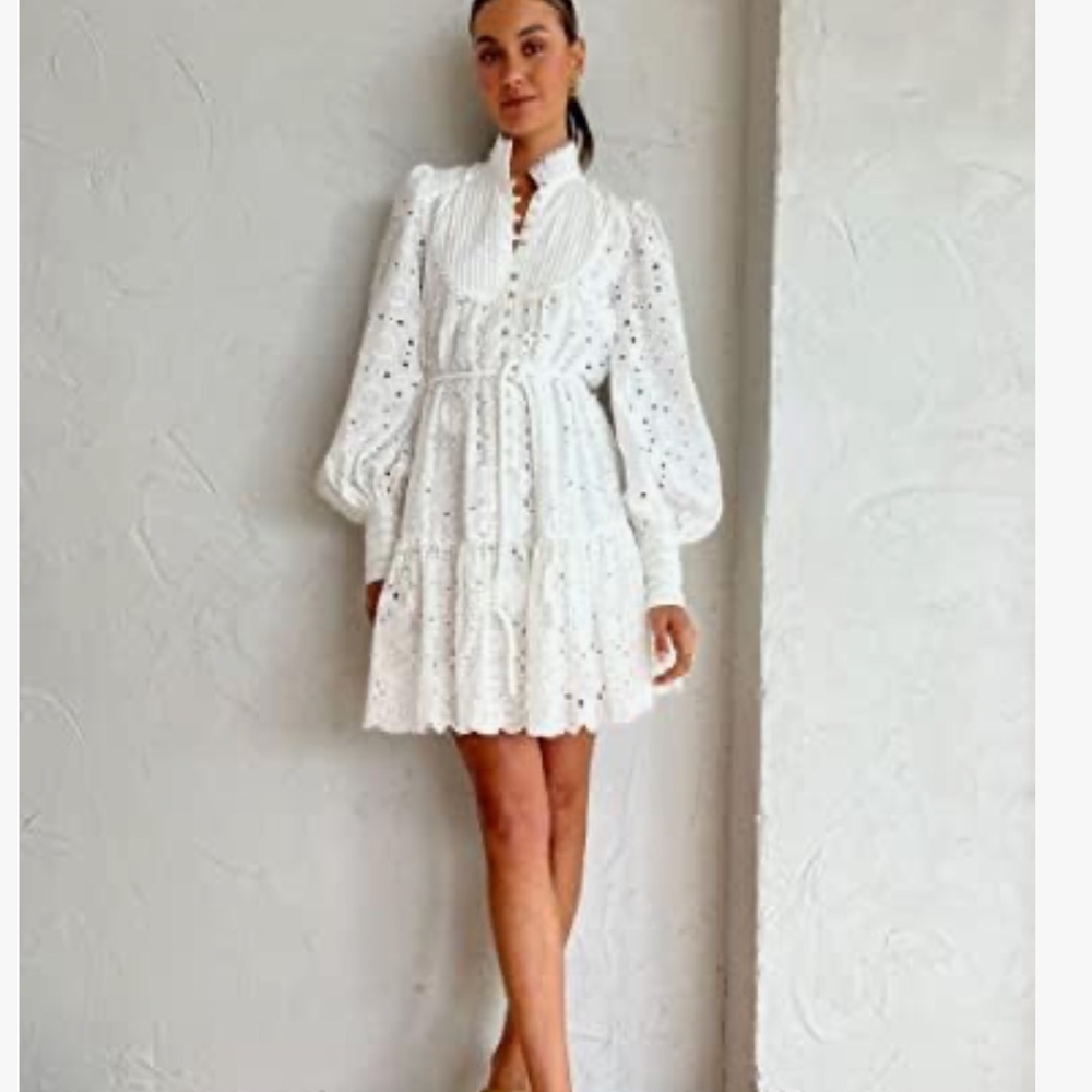 Elegant White Eyelet Dress
